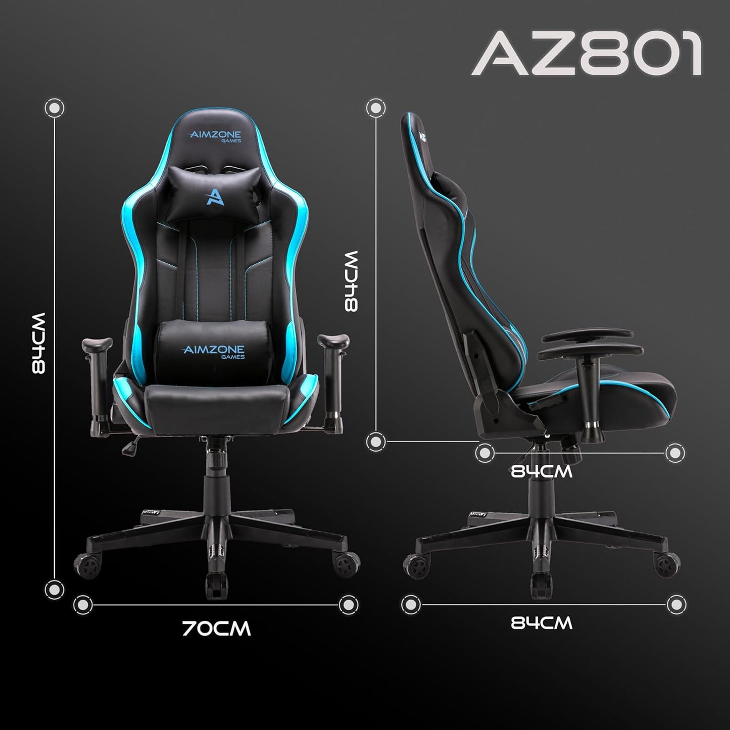 Aimzone Ergonomic Gaming Chair Racing Style Adjustable az 801