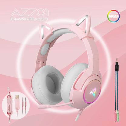 Aimzone Gaming Cat Ear Headset with Over Ear Headphones 701