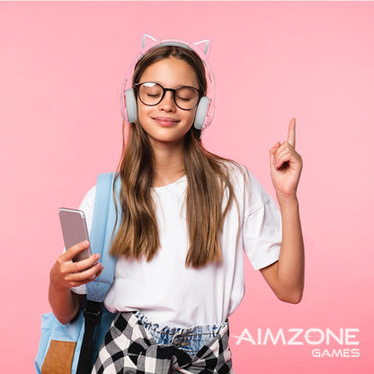 Aimzone Gaming Cat Ear Headset with Over Ear Headphones 701